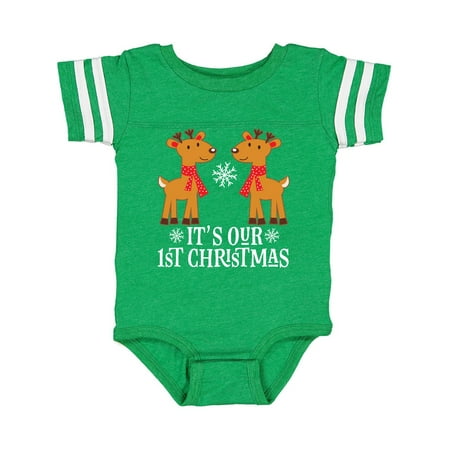 Inktastic Twins Our 1st Christmas Reindeer Gift Baby Boy or Baby Girl Bodysuit