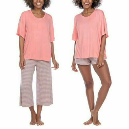Honeydew Women s 3 Piece Super Soft Jersey Pajama Set Variety (Lei Stripe M)