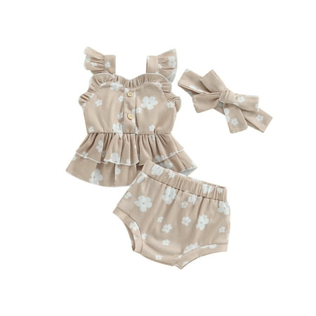 xkwyshop 3PCS Toddler Baby Girls Summer Clothes Set Floral Print Ruffle Sleeveless T-Shirt Casual Shorts Headband Outfit Beige
xkwyshop 3PCS Toddler Baby Girls Summer Clothes Set Floral Print Ruffle Sleeveless T-Shirt Casual Shorts Headband Outfit Beige
