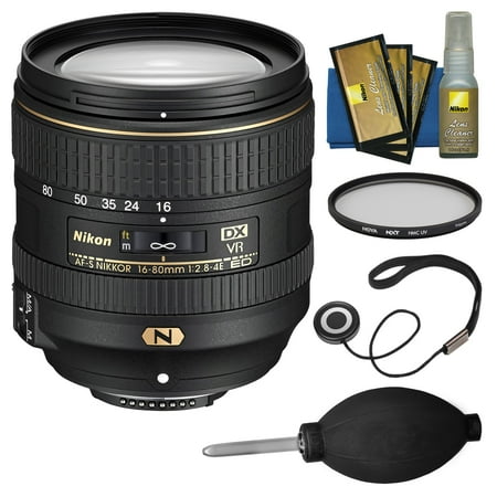 Nikon 16-80mm f\/2.8-4E VR DX AF-S ED Zoom-Nikkor Lens with Filter + Kit for D3200, D3300, D5300, D5500, D7100, D7200 Camera
