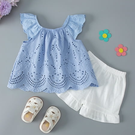 Hunpta Toddler Girls Ruched Solid Tops Shorts Set Casual Clothes Outfits 2Y