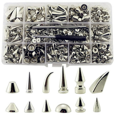 265 Sets Silver Punk Spikes and Studs for Leather Crafts DIY Project