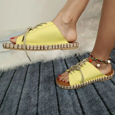 YOTAMI Women s Shoes Women Bandage Flat Open Toe Slippers Shoes Comfy Sandals Casual Comfortable Beach Sandals Yellow
YOTAMI Women s Shoes Women Bandage Flat Open Toe Slippers Shoes Comfy Sandals Casual Comfortable Beach Sandals Yellow
