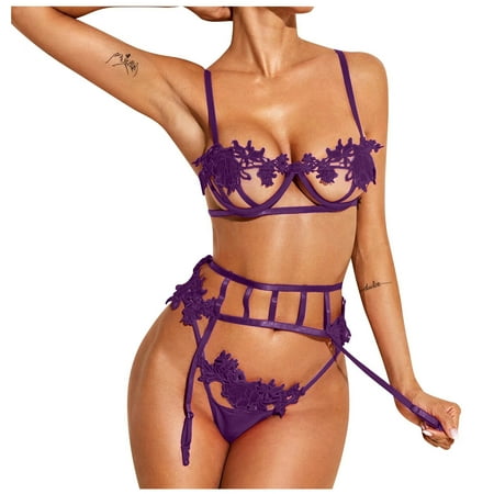 Mackneog Underwire Bra Embroidery Thong Underwear Garter Belt Lingerie Sleepwear Intimates Purple M
Mackneog Underwire Bra Embroidery Thong Underwear Garter Belt Lingerie Sleepwear Intimates Purple M