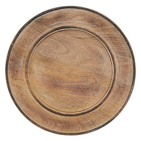 Wood Grain Decorative Charger Plates 13 Round Set of 4