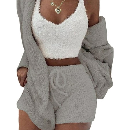 Colisha Women Lounge Set Plush Crop Tops Outerwear and Shorts Casual Solid Pajamas Sleepwear
Colisha Women Lounge Set Plush Crop Tops Outerwear and Shorts Casual Solid Pajamas Sleepwear
