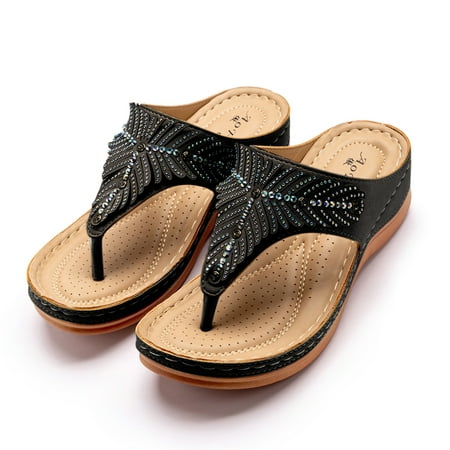 ERTUTUYI Womens Ladies Wedge Vintage Bohimian Slip On Flip Flops Slipppers Shoes Black 39
ERTUTUYI Womens Ladies Wedge Vintage Bohimian Slip On Flip Flops Slipppers Shoes Black 39