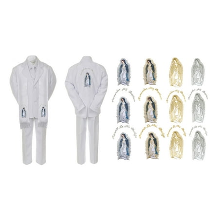New Born Baby Boy Christening Baptism White Suit Mary Maria On Stole Back Sm-7