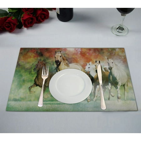 ZKGK Running Horse Placemat Table Mat 12x18 inches Set of 2