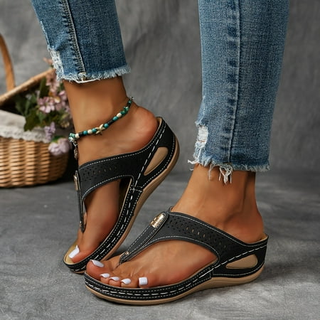 Womens Wedge Flip Flops - Stylish Solid Color Slip-On Sandals - Comfortable Outdoor Beach Slides for Summer Vacations with Lightweight Quick-Dry and Non-Slip Design
Womens Wedge Flip Flops - Stylish Solid Color Slip-On Sandals - Comfortable Outdoor Beach Slides for Summer Vacations with Lightweight Quick-Dry and Non-Slip Design