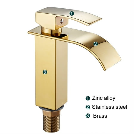 Yous Auto Modern Waterfall Bathroom Basin Mixer Taps Single Lever Brass
