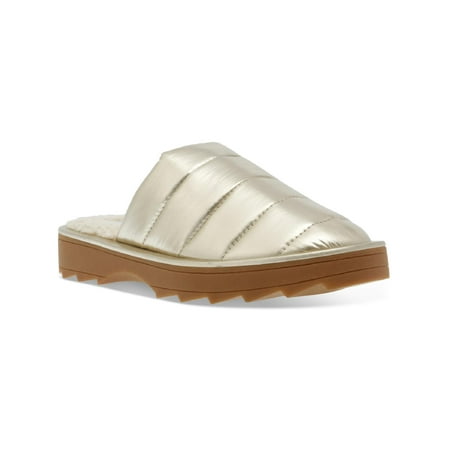 Steve Madden Womens Chex Quilted Faux Fur Lined Slide Slippers