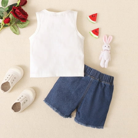 TOWED22 Summer Outfits For Baby Boys Toddler Kid Baby Girls Summer Shorts Set Sleeveless Tie Dye Tank Top T-Shirt Denim Shorts 2Pcs Summer Clothes White
TOWED22 Summer Outfits For Baby Boys Toddler Kid Baby Girls Summer Shorts Set Sleeveless Tie Dye Tank Top T-Shirt Denim Shorts 2Pcs Summer Clothes White