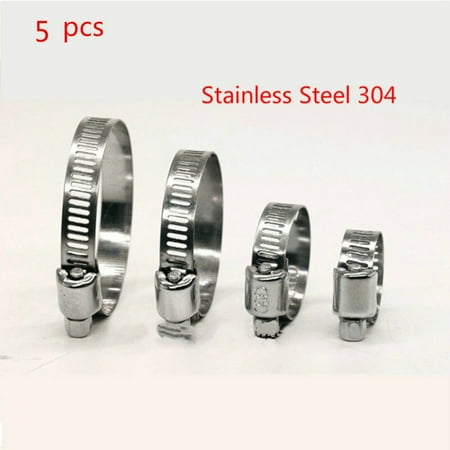 5 Pcs Stainless Steel Hose Pipe Clamps Clips Fastener