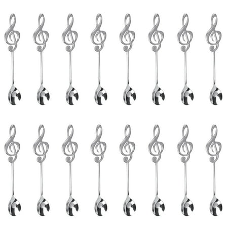 16Pcs Cute Music Theme Tea Stirring Spoon Coffee Spoon Stainless Steel Note Shape Small Ice Cream Dessert Scoop