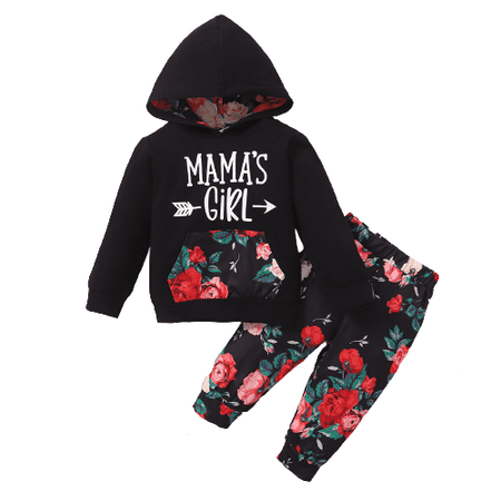 Mikrdoo Baby Girls Winter Clothes MAMA S GIRL Floral Pocket Hoodies Pants 2Pcs Outfits Black 12-18 Months
Mikrdoo Baby Girls Winter Clothes MAMA S GIRL Floral Pocket Hoodies Pants 2Pcs Outfits Black 12-18 Months