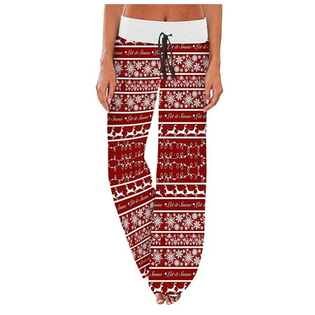 Pajama Pants for Women Christmas Elk Snowflake Print Elastic Waist Drawstring Wide Leg Pants Casual Lounge Trousers
Pajama Pants for Women Christmas Elk Snowflake Print Elastic Waist Drawstring Wide Leg Pants Casual Lounge Trousers