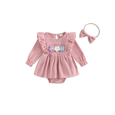 TFFR Baby Girl Fall Romper Dress 3D Floral Ruffled Long Sleeve Crew Neck Jumpsuit 3 6 12 18 Months Infant Bodysuits with Bow Headband
TFFR Baby Girl Fall Romper Dress 3D Floral Ruffled Long Sleeve Crew Neck Jumpsuit 3 6 12 18 Months Infant Bodysuits with Bow Headband