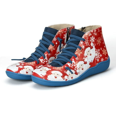 PU Leather Ankle Boots Vintage Lace Up Women Shoes Santa Claus Printing Zipper for Christmas New
PU Leather Ankle Boots Vintage Lace Up Women Shoes Santa Claus Printing Zipper for Christmas New