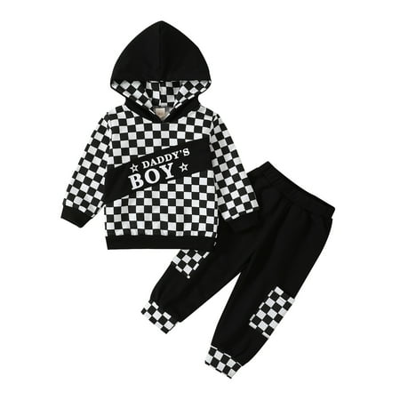 Eyicmarn Toddler Infant Baby Boys Checkerboard Long Sleeve Hoodie Tops Sweatsuit Pants Outfit Set
Eyicmarn Toddler Infant Baby Boys Checkerboard Long Sleeve Hoodie Tops Sweatsuit Pants Outfit Set