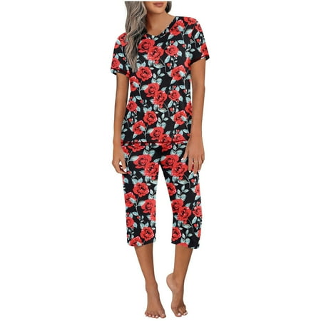 Edvintorg Womens Pajama Set Clearance Short Sleeve Shirt And Capri Pants Sleepwear Pjs Sets Summer Casual Yoga Outfits Sets
Edvintorg Womens Pajama Set Clearance Short Sleeve Shirt And Capri Pants Sleepwear Pjs Sets Summer Casual Yoga Outfits Sets