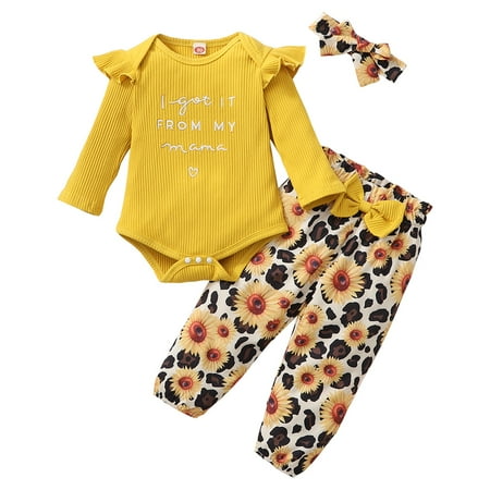 Mikrdoo Newborn Baby Girls Outfit 9-12M Infant Baby Long Sleeve Romper Bodysuit Sunflower Trousers Headband 3PCS Pants Set
Mikrdoo Newborn Baby Girls Outfit 9-12M Infant Baby Long Sleeve Romper Bodysuit Sunflower Trousers Headband 3PCS Pants Set