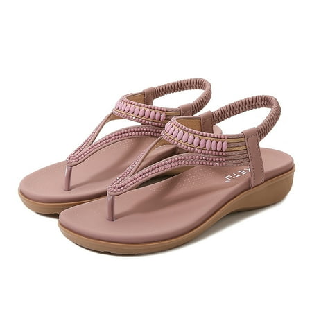 Women‘s Toe Loop T-strap Sandals Boho Style Non-slip Open Toe Elastic Strap Shoes Casual Slip On Sandals
Women‘s Toe Loop T-strap Sandals Boho Style Non-slip Open Toe Elastic Strap Shoes Casual Slip On Sandals