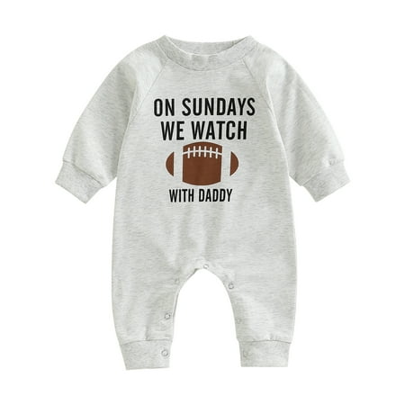 Infant Newborn Baby Girls Boys Football Outfit Jumpsuit Funny Game Day Romper On Sundays We Watch Football with Daddy Mommy Long Sleeve Fall Clothes Bodysuit
Infant Newborn Baby Girls Boys Football Outfit Jumpsuit Funny Game Day Romper On Sundays We Watch Football with Daddy Mommy Long Sleeve Fall Clothes Bodysuit