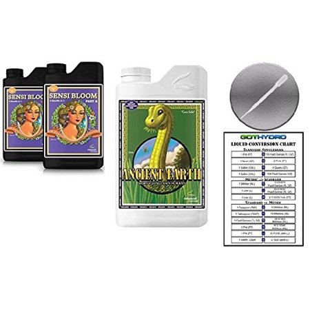 Advanced Nutrients Sensi Bloom A & B 1L & Ancient Earth Organic 1L Bundle w/Card & Pipette