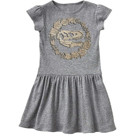 Inktastic Tyrannosaurus Rex Skull with Flowers Gift Toddler Girl Dress