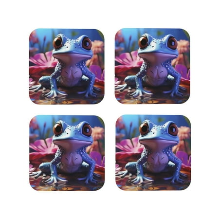 Leather Coasters Set of 4 - Colorful Frog Among Flowers Lightweight Non-Slip Drink Coasters for Desk Anti-Scalding Desk Cup Coasters for Office Table Decor Square
Leather Coasters Set of 4 - Colorful Frog Among Flowers Lightweight Non-Slip Drink Coasters for Desk Anti-Scalding Desk Cup Coasters for Office Table Decor Square
