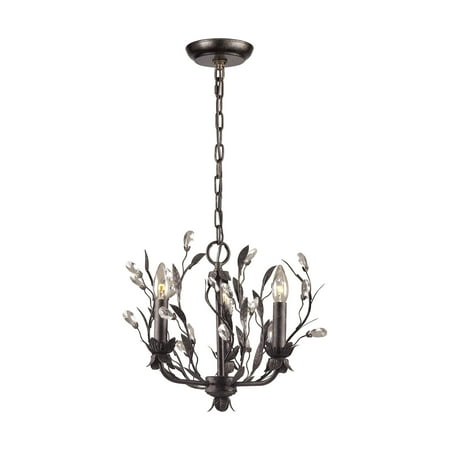 Circeo 3-Light Chandelier in Deep Rust with Crystal