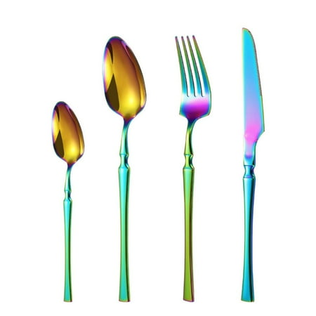 4Pcs/set Restaurant Bright Stainless Steel Durable Luxury Tableware Spoon Knives Fork Kits Cutlery Set Flatware Set MULTICOLOR
4Pcs/set Restaurant Bright Stainless Steel Durable Luxury Tableware Spoon Knives Fork Kits Cutlery Set Flatware Set MULTICOLOR