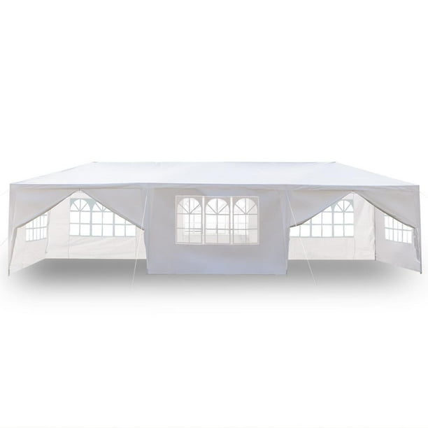WALFRONT 10 * 30ft Eight Sides Two Doors Waterproof Tent Carport Car Canopy Party Wedding Gazebo Pavilion Patio Catering Event Dancing Canopies with Spiral Tubes, Camping Tent