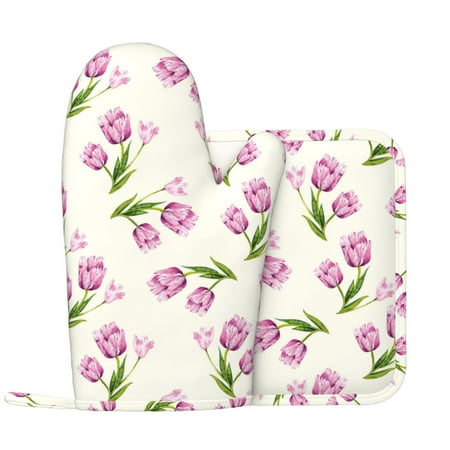 Oven Mitts and Pot Holders Sets Tulips Flowers Green Leaves Non-Slip Silicone Oven Gloves Potholders Cotton Lining Heat Resistant Gloves Hot Pads for Kitchen Cooking Baking
Oven Mitts and Pot Holders Sets Tulips Flowers Green Leaves Non-Slip Silicone Oven Gloves Potholders Cotton Lining Heat Resistant Gloves Hot Pads for Kitchen Cooking Baking