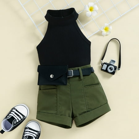 Cathalem 3 Month Outfit Girl Summer Toddler Girls Sleeveless Ribbed Vest Tops And Shorts Belt Waist Bag Sweatpants Teens Girls Childrenscostume Green 6-12 Months
Cathalem 3 Month Outfit Girl Summer Toddler Girls Sleeveless Ribbed Vest Tops And Shorts Belt Waist Bag Sweatpants Teens Girls Childrenscostume Green 6-12 Months