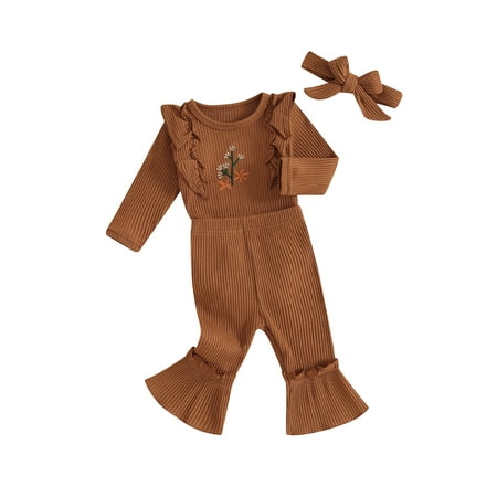 Bslissey Infant Baby Girls Jumpsuit Outfits Long Sleeve Embroidery Flower Ruffle Romper + Flare Pants + Bow Headband 3M 6M 12M Newborn Cute 3Pcs Clothes Set
Bslissey Infant Baby Girls Jumpsuit Outfits Long Sleeve Embroidery Flower Ruffle Romper + Flare Pants + Bow Headband 3M 6M 12M Newborn Cute 3Pcs Clothes Set