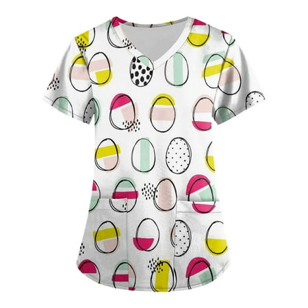 XHJUN Scrub Tops Women Design Printed Easter Bunny Print Scrub Tops Short Sleeve V Neck with Pocket White S
XHJUN Scrub Tops Women Design Printed Easter Bunny Print Scrub Tops Short Sleeve V Neck with Pocket White S