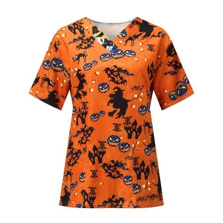 CHGBMOK Scrub Tops for Women Printing Workwear V-neck Short Sleeve T Shirts Solid Color Overalls
CHGBMOK Scrub Tops for Women Printing Workwear V-neck Short Sleeve T Shirts Solid Color Overalls