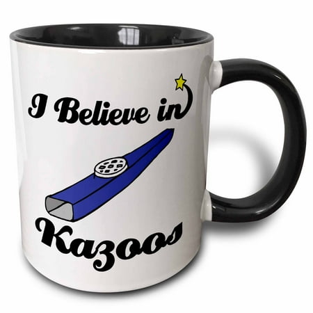 3dRose I Believe In Kazoos - Two Tone Black Mug 11-ounce