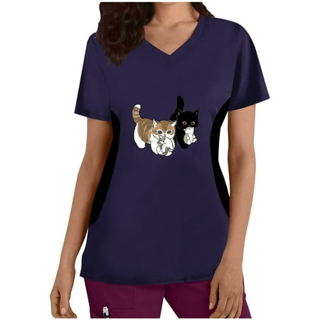 JGGSPWM Women s Scrub Tops Professional Scrub Cute Animal Cat Print V Neck Short Sleeve Tees Casual Comfy Blouse Medical Nursing Uniform T-shirts Dark Blue XL
JGGSPWM Women s Scrub Tops Professional Scrub Cute Animal Cat Print V Neck Short Sleeve Tees Casual Comfy Blouse Medical Nursing Uniform T-shirts Dark Blue XL