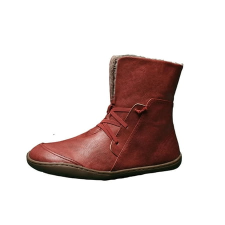 AnuirheiH Fall/winter New Mid-tube Women Shoes Boots Solid Color Flat Boots Snow Boots Women Shoes 4$ off 2nd item