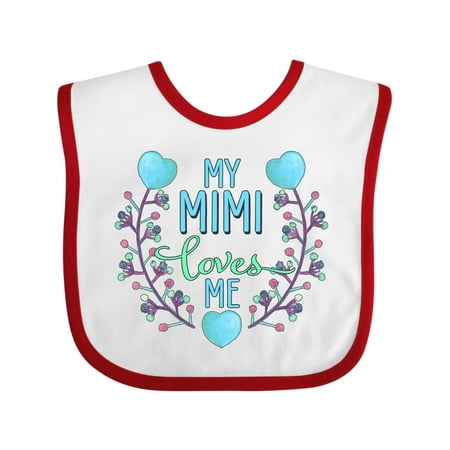 Inktastic My Mimi Loves Mimi with Flowers and Hearts Gift Baby Boy or Baby Girl Bib
