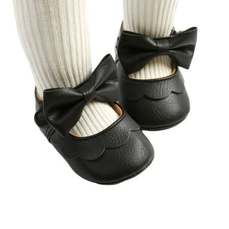 First Walker BowKnot Solid Soft Sole Shoes Newborn Girls Princess Shoes