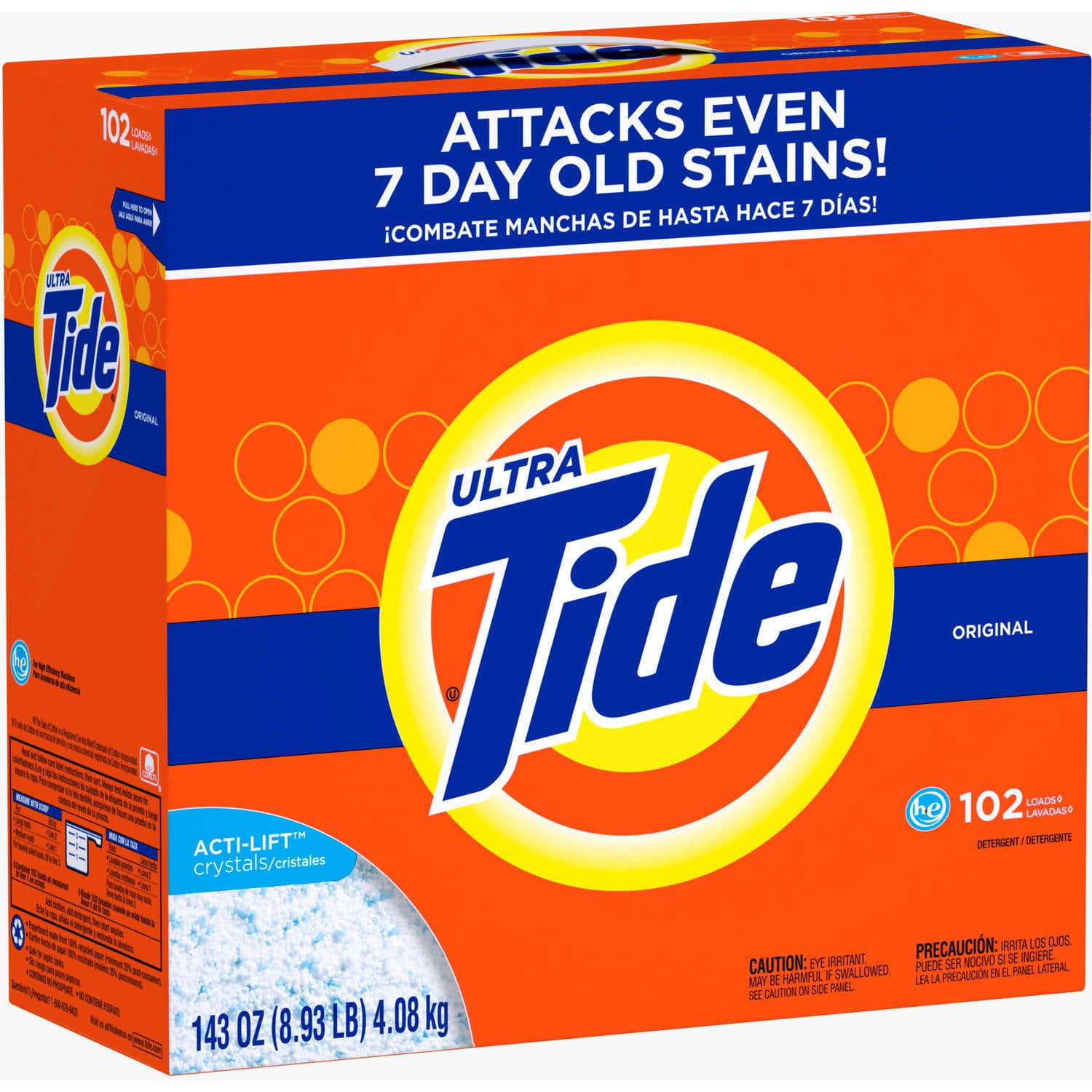 Tide HE Turbo Powder Laundry Detergent, Original Scent, 102 Loads ...