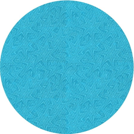 Ahgly Company Indoor Round Patterned Deep Sky Blue Area Rugs 8 Round