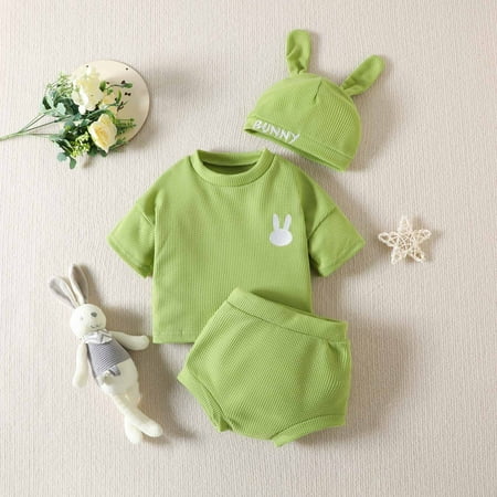 YANHAIGONG Summer Suit For Children Baby Boys Girls Easter Lovely Embroidered Bunny Candy Color T-shirt Shorts Hat Suit
YANHAIGONG Summer Suit For Children Baby Boys Girls Easter Lovely Embroidered Bunny Candy Color T-shirt Shorts Hat Suit