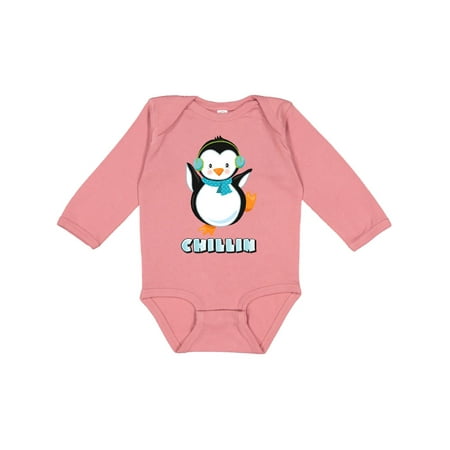 Inktastic Chillin Penguin Gift Baby Boy or Baby Girl Long Sleeve Bodysuit