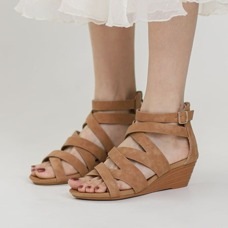 ZHELIYO Women s sandals Fashion Spring And Summer Women Sandals Wedge Heel And Open Toe Hollow Breathable And Comfortable Roman Style Brown 9
ZHELIYO Women s sandals Fashion Spring And Summer Women Sandals Wedge Heel And Open Toe Hollow Breathable And Comfortable Roman Style Brown 9