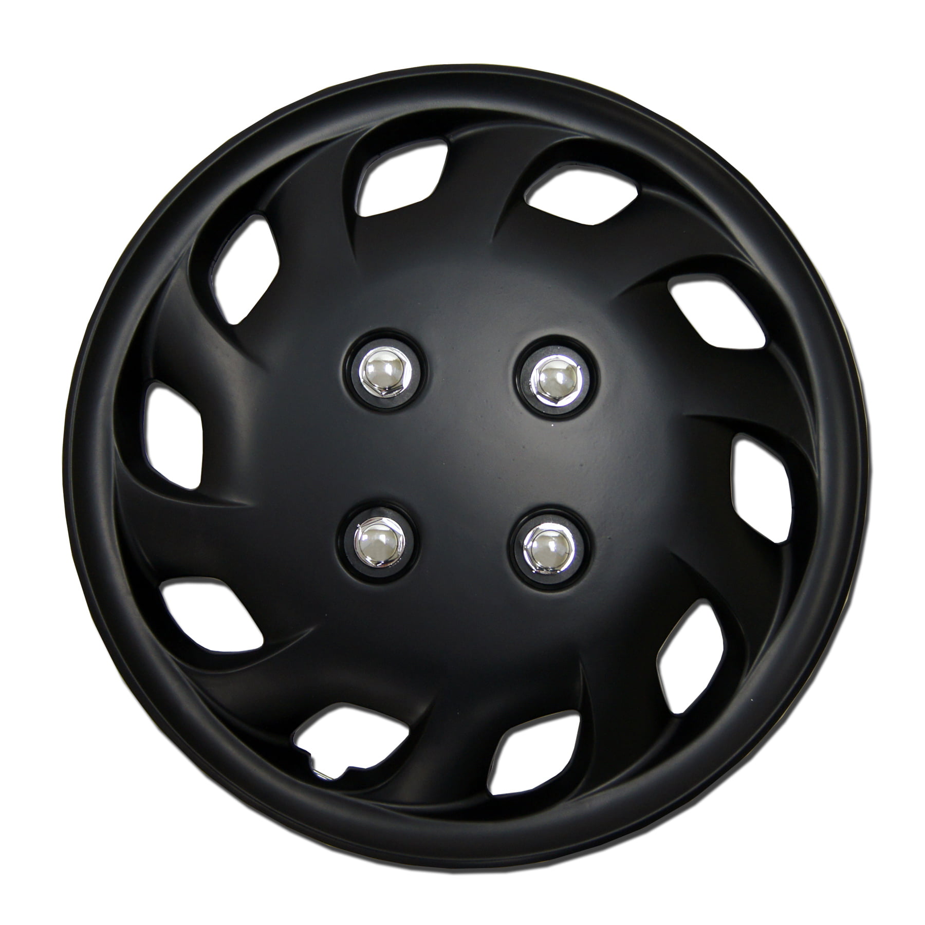 Set Of 4 Matte Black Hubcaps 14 WSC 501B14 Hub Caps Wheel Skin Cover